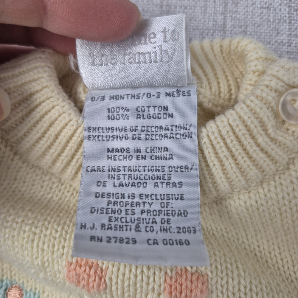 Y2K ​Vtg 2003 Carter’s Baby Giraffe Knit Sweater Cotton Pastel 0-3M - Picture 8 of 11